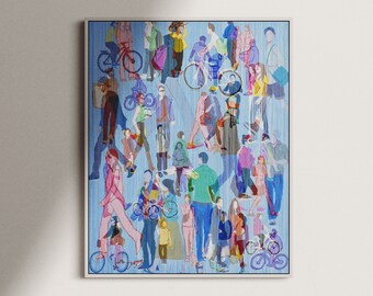 NYC City Life Art Print | Contemporary Optical Wall Decor (Digital Download)