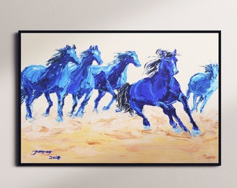 Horse Wall Art | Running Horses | Oil Painting Horse | Animal Wall Art | Modern Art Print | Printable Wall Art