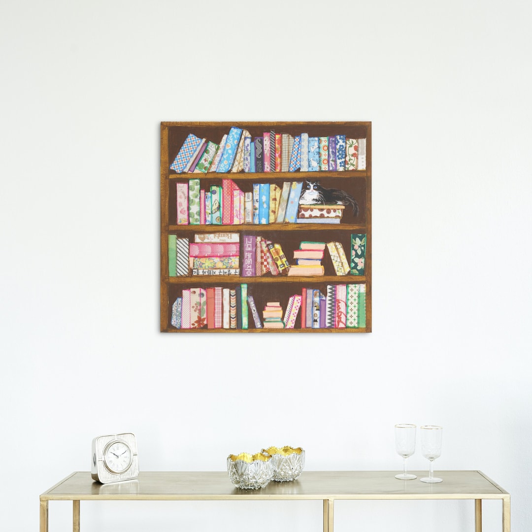 Meow Bookstore Office Wall Art Decor Bookshelf Poster Library Wall