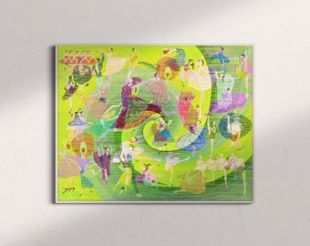 Spring waltz|Women who do modern dance| Pictures expressing moving movements|Contemporary Art |acrylic on Canvas | Modern Art |  Wall Decor