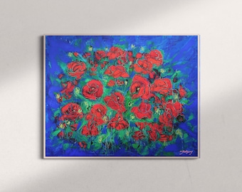 poppy| papaveraceae  | flower| Contemporary Art | oil Painting | Oil on Canvas | Modern Art | Wall Decor