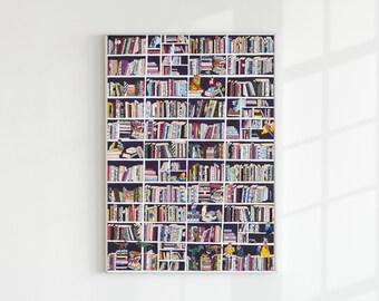 My  book cafe|The appearance of a bookshelf full of books|Colorful bookshelf|Book cafe story|monden art|home deco| Wall Decor