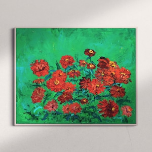 marigold|flower|Contemporary Art | Flower Painting | Oil on Canvas | Modern Art |  Wall Decor
