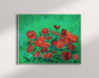 marigold|flower|Contemporary Art | Flower Painting | Oil on Canvas | Modern Art |  Wall Decor