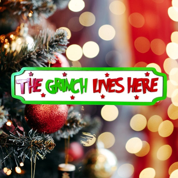 Buy The Grinch Lives Here Street Sign, 58cm Wide Large Sign the