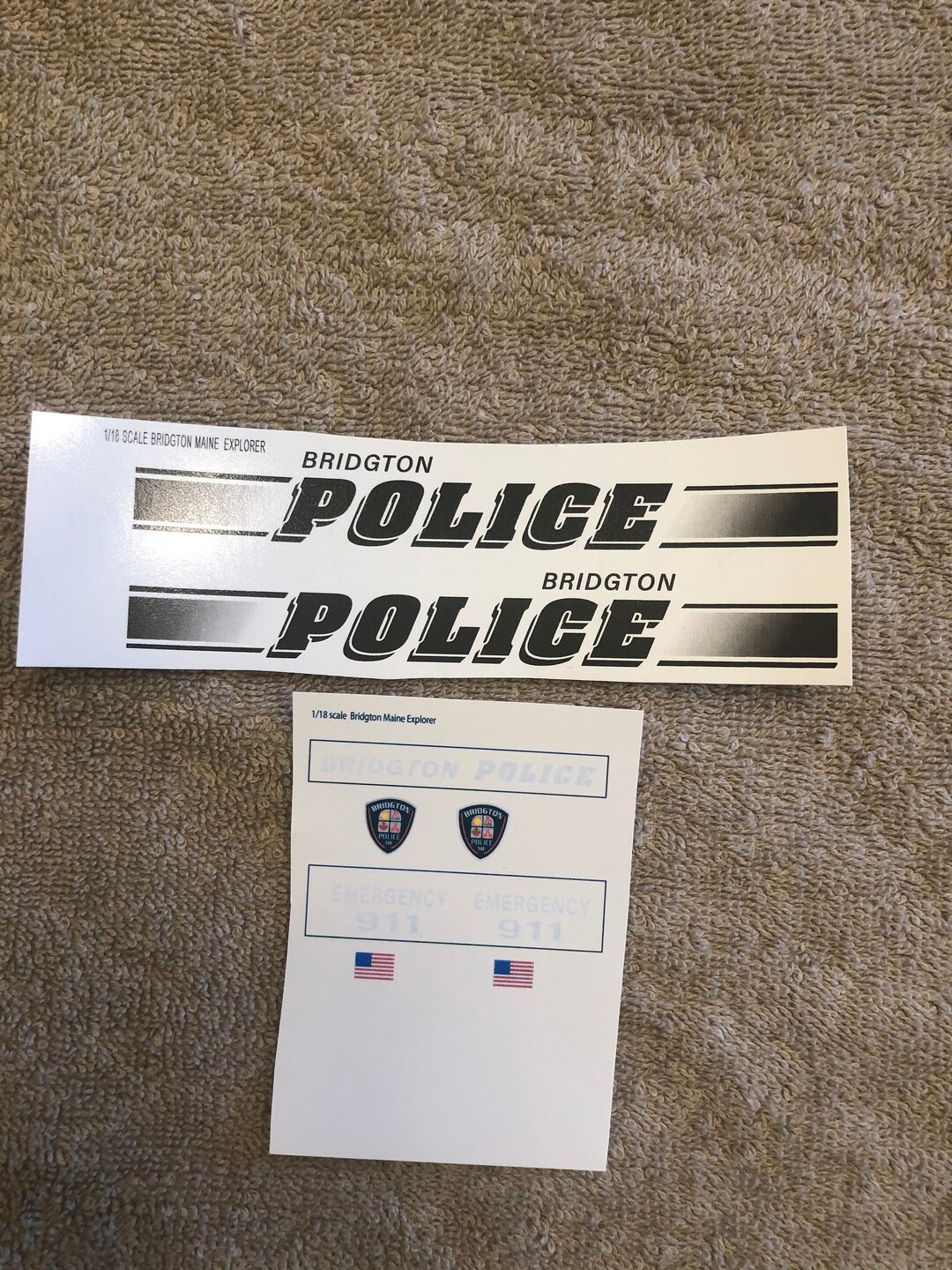 1/18 Scale Bridgton Maine Police Dept Waterslide Decal to Fit Etsy