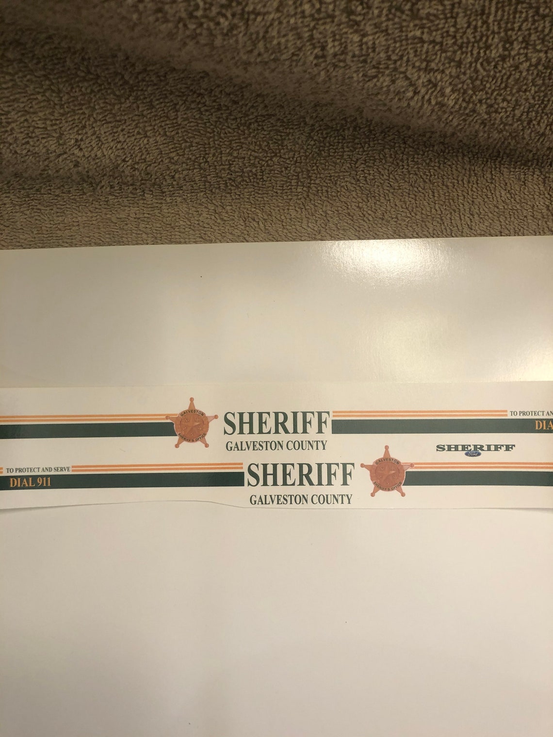 1/18 Scale Galveston County TX Sheriff Dept Waterslide Decal to Fit the