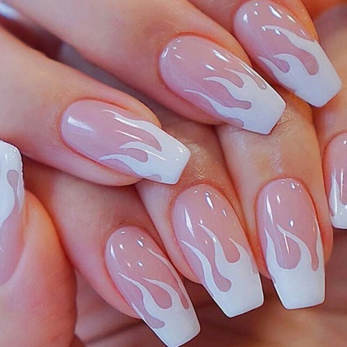 Flame Stick on Nails Press on Nails Girls Nails Nail File Etsy