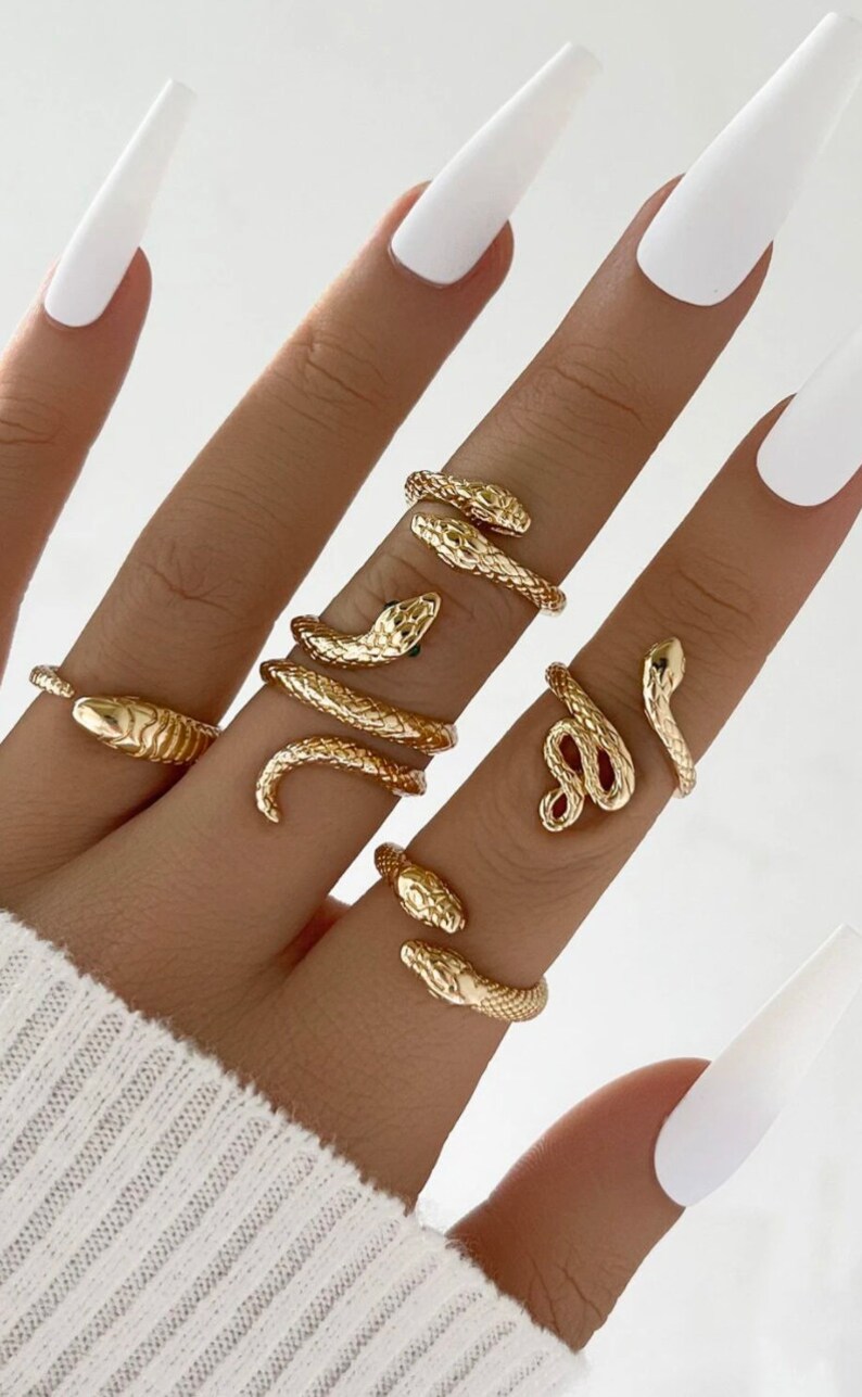 5 Pcs Gold Snake Ring Set Snake Rings Serpent Rings Serpent Etsy