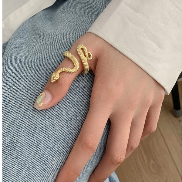 Gold Adjustable Snake Ring, Snake Band, Snake Jewellery, Snake Jewels, Animal Ring, Serpent Jewellery, Stacking Animal Rings