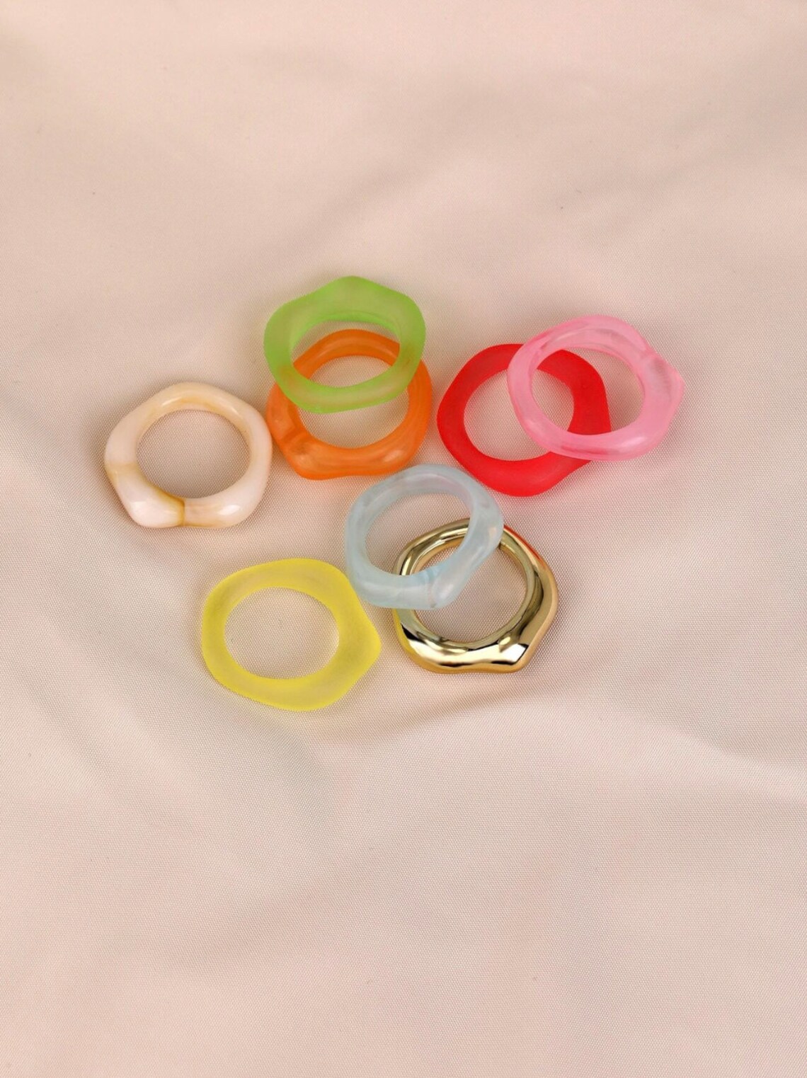 Resin Ring Set Y2k Rings Colourful Resin Rings Chunky Etsy UK