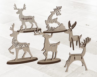 5 Standing Reindeer Laser Cut SVG Personalized Christmas Decor