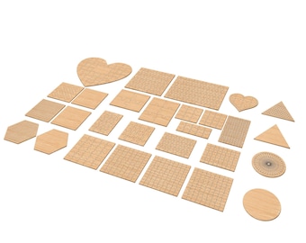 23 Wooden Puzzle Square Heart SVG Laser Cut Montessori Kids Game