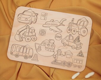 Educational kids cars puzzle laser cut files svg Glowforge kids montessori puzzle dxf template cnc vector Instant Download