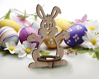 Easter bunny egg holder laser cut svg file Glowforge egg holder stand bundle svg cricut Easter egg holder dxf cnc vector template