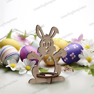 Easter bunny egg holder laser cut svg file Glowforge egg holder stand bundle svg cricut Easter egg holder dxf cnc vector template