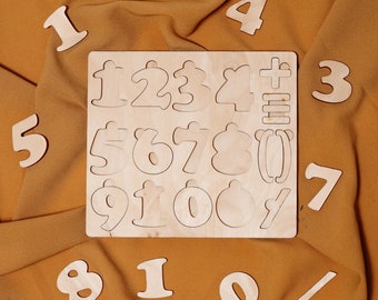 Laser cut wooden numbers puzzle svg template Glowforge kids montessori numbers puzzle cnc vector laser dxf cut plan Instant download