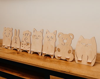 Wooden Animal Phone Stand SVG Laser Cut Desk  Cell Phone Holder