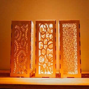 Wooden Table Lamp with Creative Laser Cut Design Shadow Lamp Shade Free  Shipping