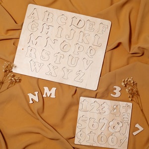 Modèle svg de puzzle alphabet éducatif découpé au laser Glowforge enfants numéros puzzle cnc vecteur plan de coupe laser dxf Téléchargement instantané