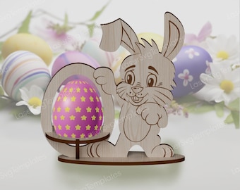 Taglio laser coniglietto di Pasqua uovo titolare file in formato svg Glowforge portauovo stand bundle svg cricut portauovo di Pasqua dxf cnc modello vettoriale