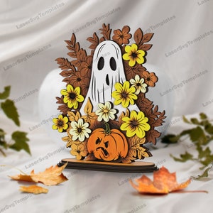 Decorazione da tavolo fantasma di Halloween in piedi file svg tagliato al laser Glowforge Bundle decorazioni da tavolo fantasma dxf Modello vettoriale fantasma tagliato al laser