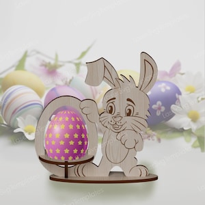 Fichier svg de porte-oeufs lapin de Pâques découpé au laser Glowforge porte-oeufs stand bundle svg cricut porte-oeufs de Pâques modèle vectoriel dxf cnc image 2