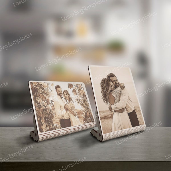 6 Curved Photo Frame SVG Laser Cut Picture Stand Design Template