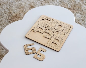 Laser cut puzzle numbers svg file Glowforge wooden kids montessori numbers puzzle cnc vector laser dxf cut plan Instant download