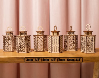 Wooden lantern bundle svg laser cut file table lamp Glowforge candle holder cnc vector Lampshade laser dxf cut plan Instant download