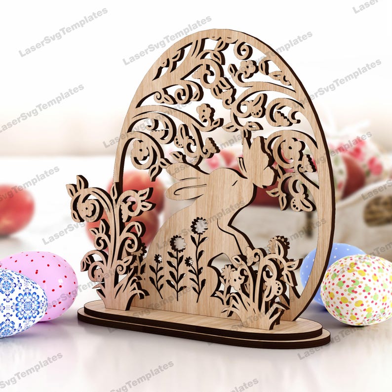 Standing Easter Bunny Decoration Laser Cut Svg File Glowforge Easter ...