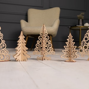 In piedi albero di Natale fascio file tagliati al laser modello in formato SVG Glowforge albero di Natale in formato SVG cricut albero di Natale arredamento dxf vettoriale cnc patern