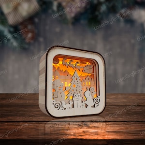 Lampada da notte da tavolo di Natale in formato SVG file di taglio laser Glowforge Decorazioni per la tavola di Natale taglio laser in formato SVG Decorazione natalizia multistrato lampada dxf cnc
