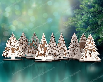 9 Weihnachten stehen Baum SVG Laser Cut Krippe Tabletop Dekor