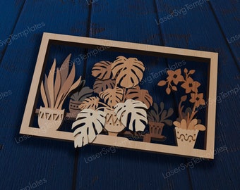 Panneau d'art mural fleurs multicouches découpé au laser fichier svg Glowforge 3D art mural en bois multicouche mandala fleur dxf coupe plan Téléchargement numérique