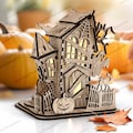 Halloween house scene lamp laser cut svg file Glowforge Halloween miniatures svg Halloween table decoration dxf cnc template Halloween laser