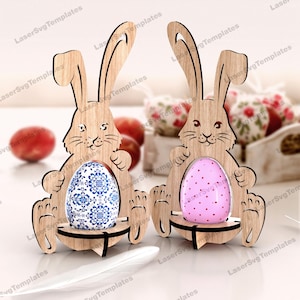 Archivo svg cortado con láser para porta huevos de Pascua, paquete de soporte para huevos Glowforge, plantilla vectorial cnc para porta huevos de Pascua, archivo svg cortado con láser