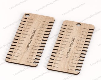 Glowforge Material Laser Schnittmuster geschnitten svg Datei Glowforge Material Laser Kerf Test svg Materialstärkentest dxf Vorlage