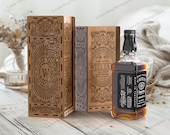 Whiskey Bottle Gift Box SVG Laser Cut Wood Wine Box Glowforge Liquor Holder Template