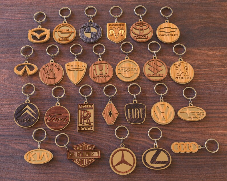 Laser Cut Auto Keychains Svg Bundle Cars Keychain Etsy