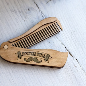 Peines de barba de madera svg archivo cortado con láser Glowforge peine de barba svg cricut Peine de pelo de bolsillo dxf cnc patrón vectorial svg descarga digital