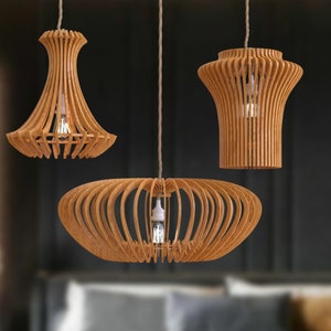 Decorative pendant lamps svg laser cut file Glowforge wooden lampshade set dxf cnc pattern vector lamp chandelier Cricut svg