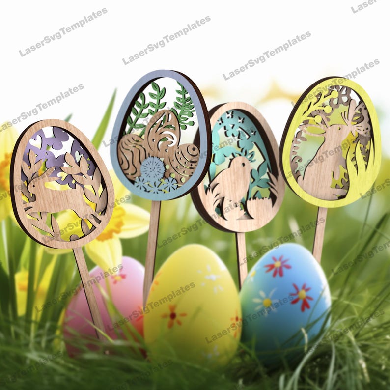 Easter Bunny Egg Ornaments 16 Bundle Laser Cut Svg File Glowforge ...