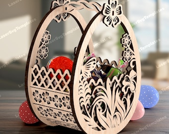 Floral Butterfly Egg Basket SVG Laser Cut Easter Holder Decor