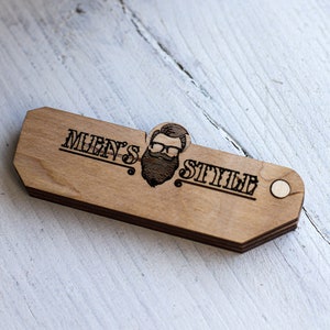 Laser cut wooden beard comb svg template Glowforge beard hair comb svg cricut Pocket hair comb dxf cnc vector pattern svg digital download