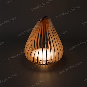 Bougeoir décoratif en bois découpé au laser fichier svg Glowforge chandelier en bois svg fichier vectoriel DXF lampe de table plan vectoriel modèle cnc laser