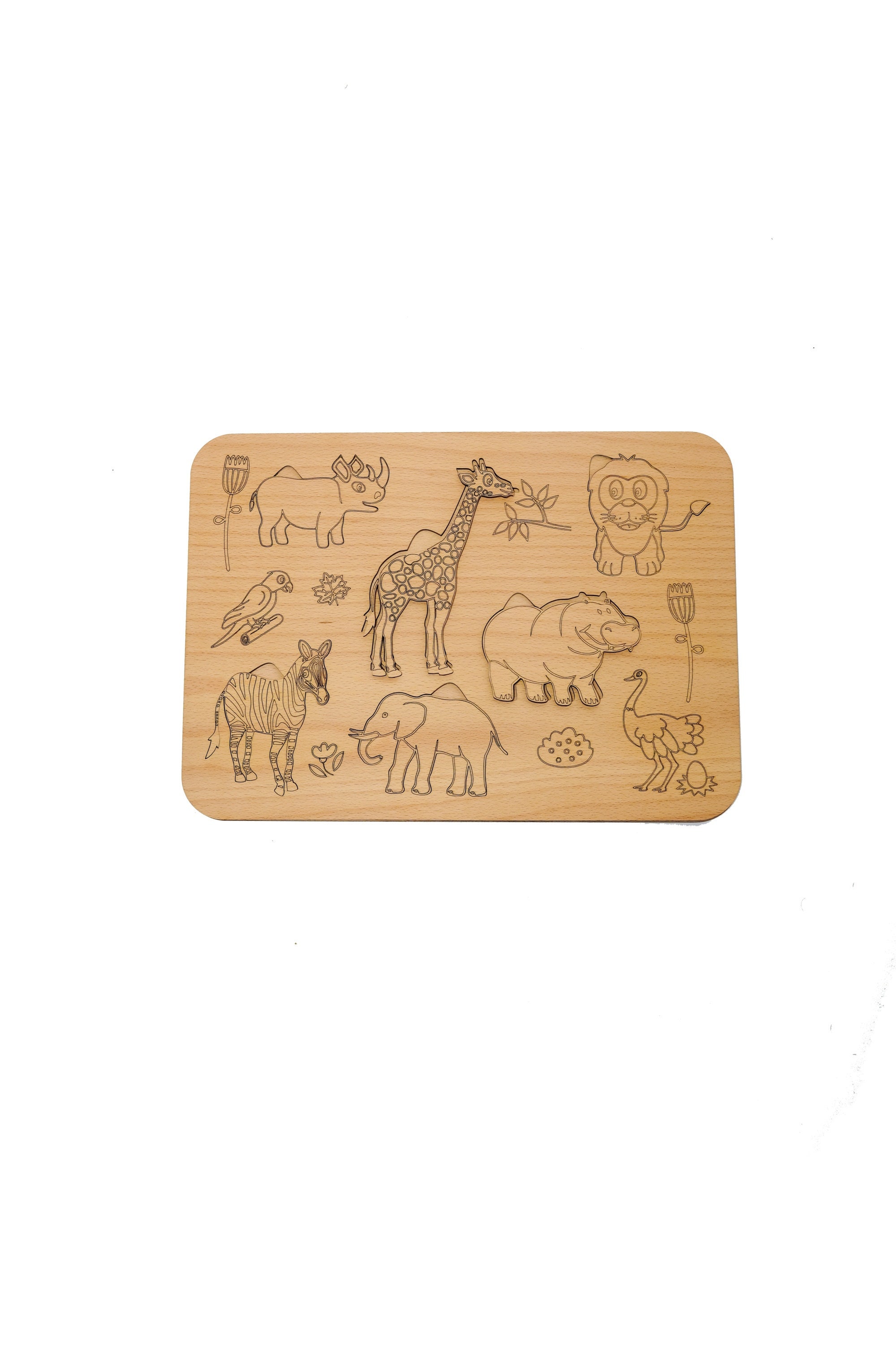 Animal Puzzle Laser Cut SVG Wooden Kids Montessori Toy Safari Learning ...
