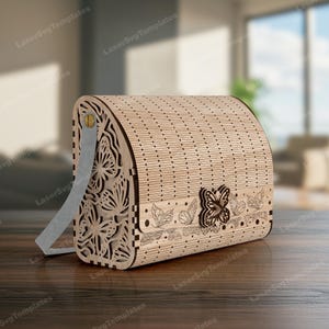 Pochette papillon sac à main découpé au laser fichier svg Glowforge sac à main svg cricut pochette cnc modèle vectoriel sac à main sac à main téléchargement numérique dxf