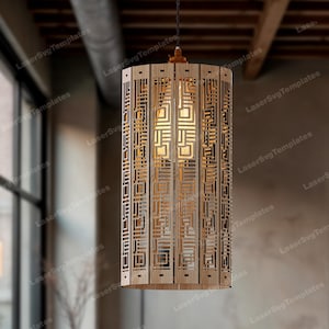 Decorative pendant light chandelier laser cut svg file Glowforge hanging lampshade dxf cnc  Wooden lamp template Chandelier laser cut file
