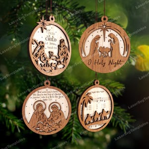 Paquete de adornos de bolas para árbol de la Natividad, archivo svg cortado con láser, adornos de bolas de Navidad Glowforge, decoración de árbol, vector svg, bolas de Navidad dxf